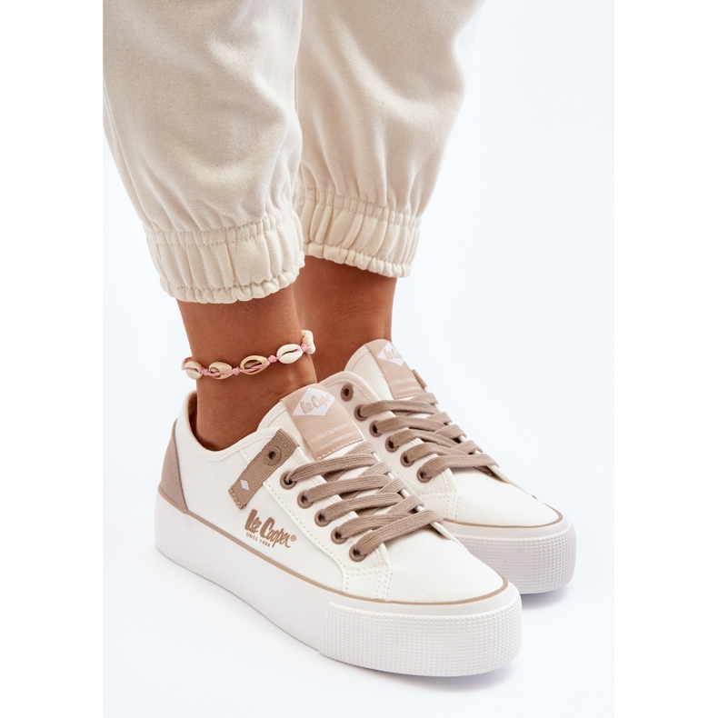 Lee Cooper LCW-24-31-2198 Women's Fabric Sneakers, White 1