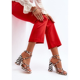Fashionable White and Black High Heel Sandals Josette 1