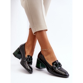 Vinceza Black Paliotte Patent Pumps With Chain 1