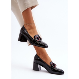 Vinceza Black Paliotte Patent Pumps With Chain 1
