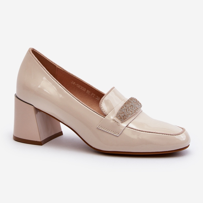 Vinceza Beige Patent Pumps With Decoration Samassa 2