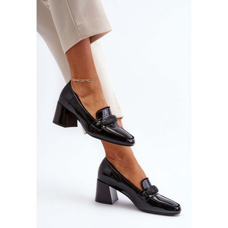 Vinceza Patent leather pumps with decoration, Black Samassa 1 Vinceza Patent leather pumps with decoration, Black Samassa 1