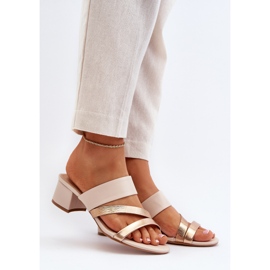 Women's Low-Heel Flip-Flops Beige Rosila 2