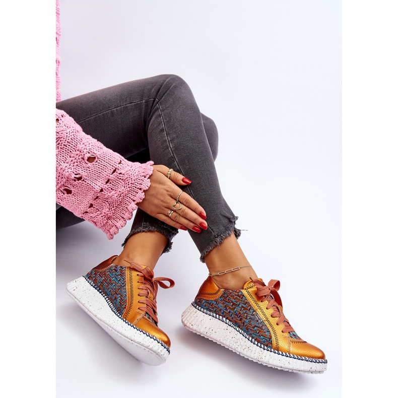 Leather Women's Sports Shoes Maciejka 06327-18 Orange 1