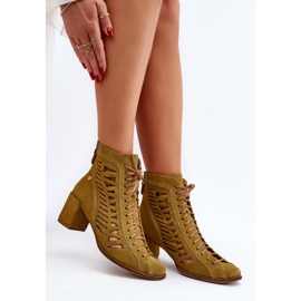 Suede Openwork Boots Maciejka 05508-24 Olive green 2