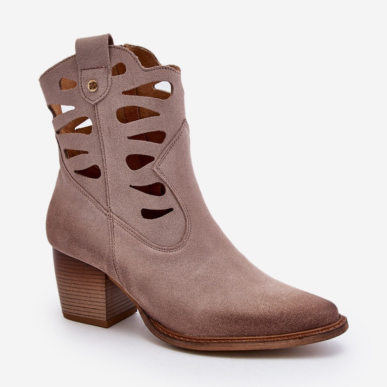 Leather Ankle Boots With Cutouts Maciejka 06412-04 Beige 2