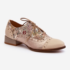 Women's Leather Shoes With Decorated Upper Maciejka 06408-04 Beige 2 Women's Leather Shoes With Decorated Upper Maciejka 06408-04 Beige 2