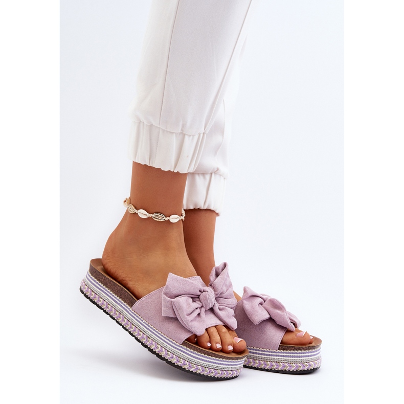 Women's Platform Flip-Flops With a Bow, Purple Evatria violet 2