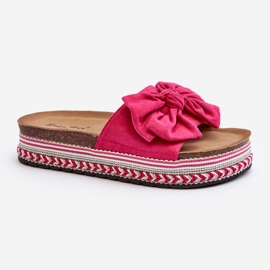 Women's Flip-flops On A Platform With A Bow Fuchsia Evatria pink 1
