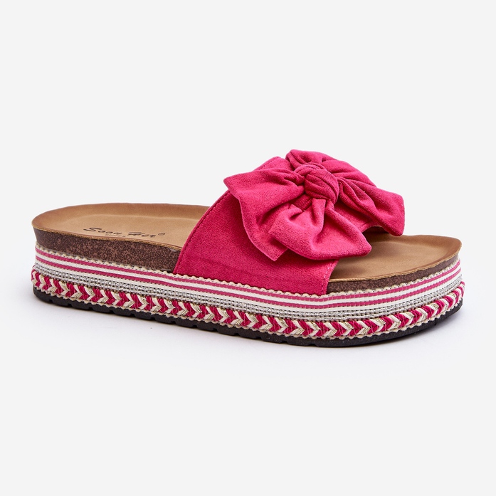 Women's Flip-flops On A Platform With A Bow Fuchsia Evatria pink 1