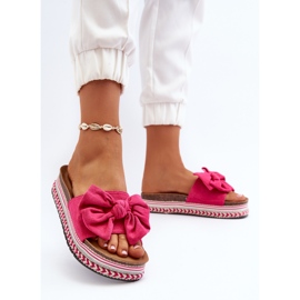 Women's Flip-flops On A Platform With A Bow Fuchsia Evatria pink 2