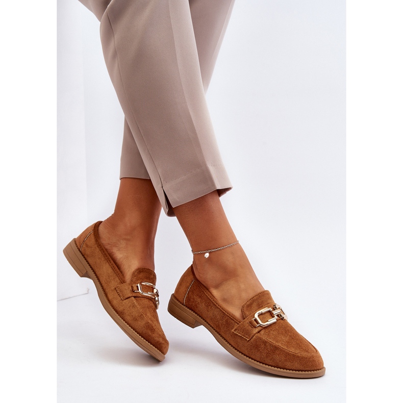 Suede Women's Moccasins With Flat Heels Camel Misal brown 1