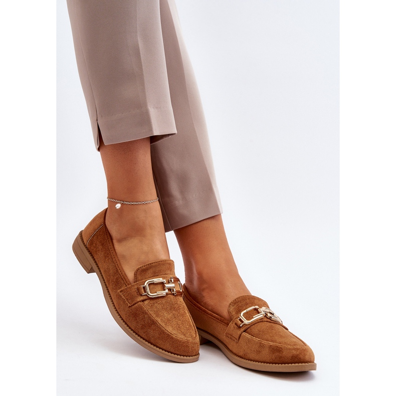 Suede Women's Moccasins With Flat Heels Camel Misal brown 2
