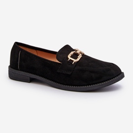 Suede Women's Flat Moccasins, Black Misal 2