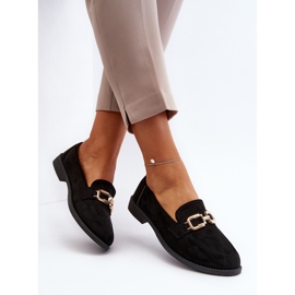 Suede Women's Flat Moccasins, Black Misal 1