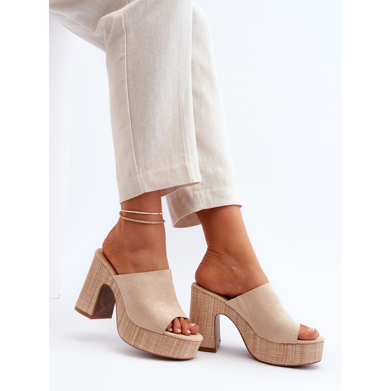 Beige Women's Flip-Flops with High Heels, Siobhan 2