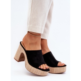 Women's Slippers with High Heels, Black, Siobhan 2 Women's Slippers with High Heels, Black, Siobhan 2