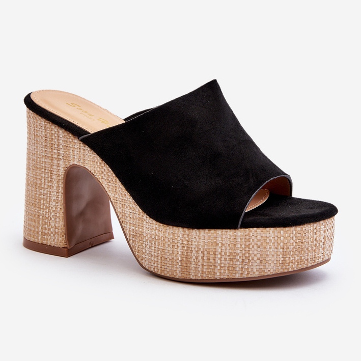 Women's Slippers with High Heels, Black, Siobhan 1 Women's Slippers with High Heels, Black, Siobhan 1