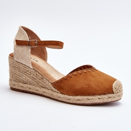 Suede Espadrille Wedge Sandals With Camel Raylin Braid brown 1