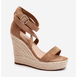 Wedge sandals with braid, Brown Salthe beige 2