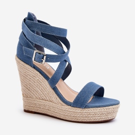 Denim wedge sandals with braid, Blue Salthe 2 Denim wedge sandals with braid, Blue Salthe 2