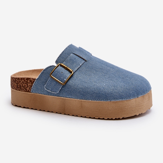 Women's Denim Flip-Flops Clogs On Platform Blue Jorffia 1