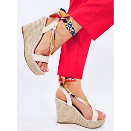 Birrel Beige wedge espadrille sandals 1