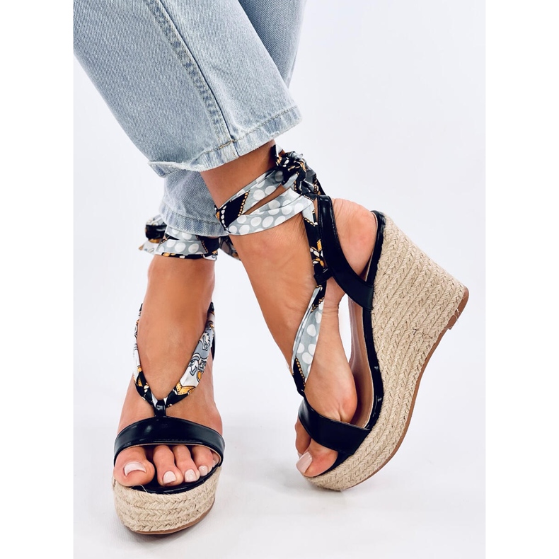 Birrel Black wedge espadrille sandals 2