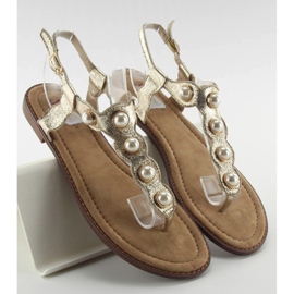 Flip-flops with large pearls LL-75 Gold golden 1