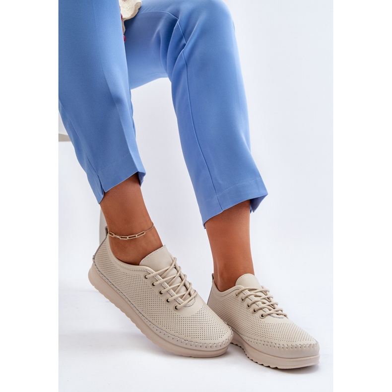 Vinceza Women's Leather Sports Shoes Sneakers Beige Lalnai 2 Vinceza Women's Leather Sports Shoes Sneakers Beige Lalnai 2