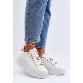 Women's Platform Sneakers With Decorations, White Herbisa 2