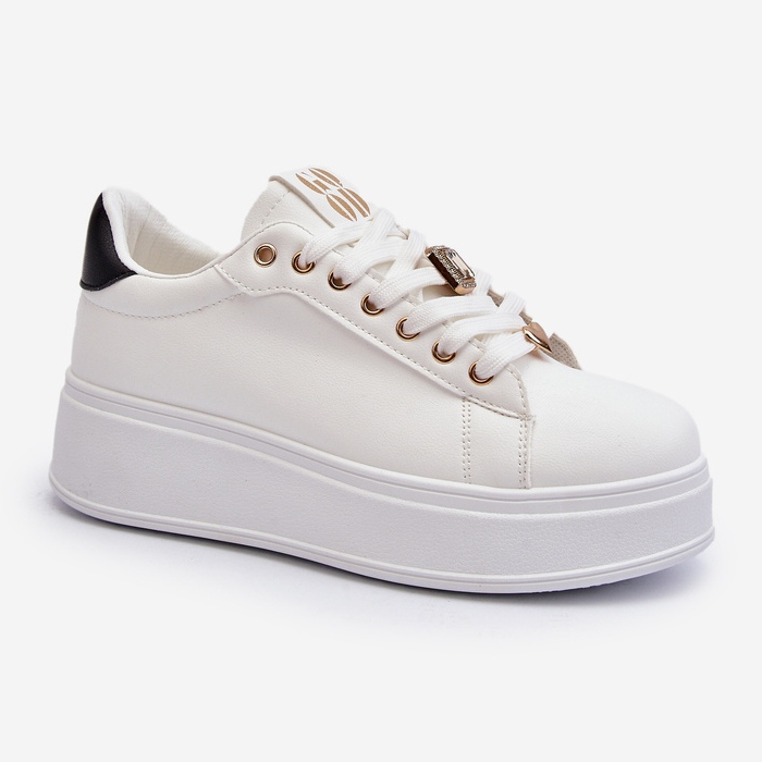 Women's Platform Sneakers With Decorations, White Herbisa 2