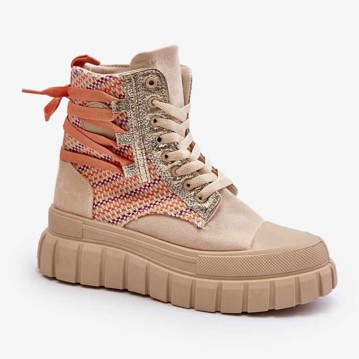 Beige Women's High Sneakers on a Massive Platform Kernia 2