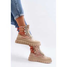 Beige Women's High Sneakers on a Massive Platform Kernia 1