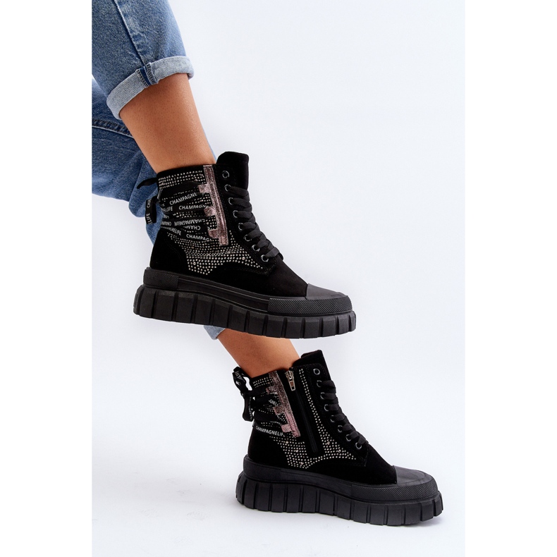 Women's High Sneakers On A Massive Platform, Black Wonise 2