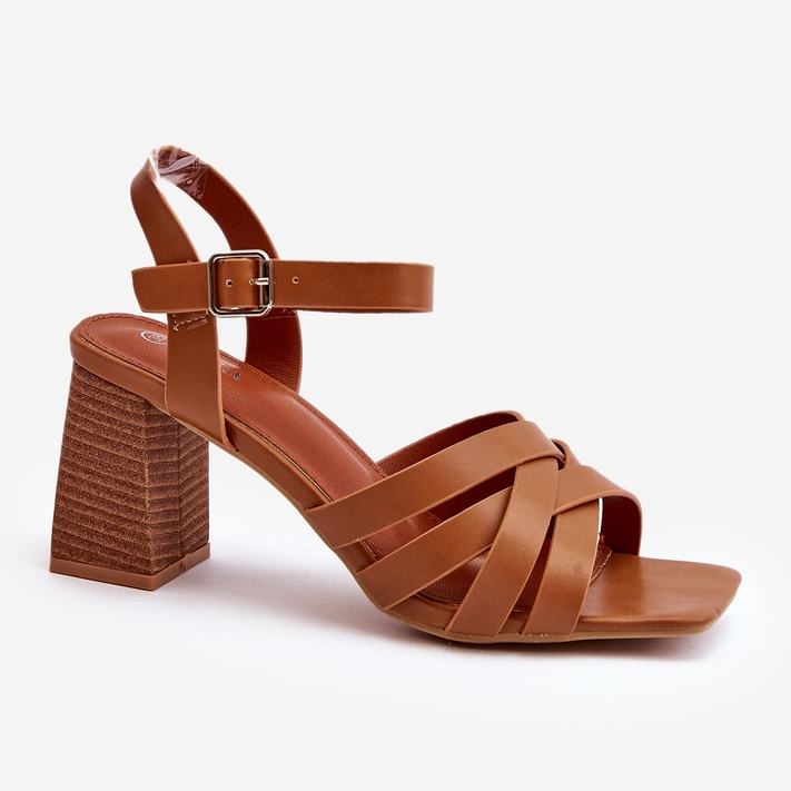 Women's Sandals on a High Heel Camel Opifiana brown 1