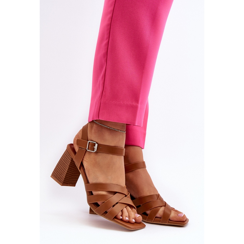 Women's Sandals on a High Heel Camel Opifiana brown 2