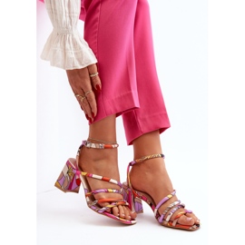 Patterned Sandals on a High Heel Purple Jenglla 2