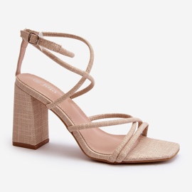 Beige Herfiana high heel sandals with straps 2