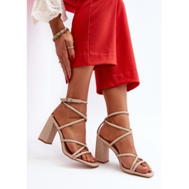 Beige Herfiana high heel sandals with straps 1