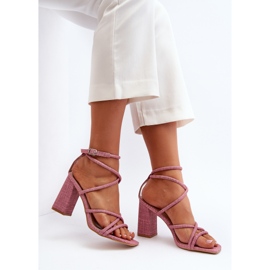 Pink Herfiana high heel sandals with straps 1