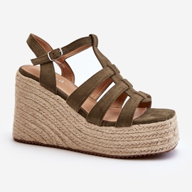 Wedge sandals with braid, green Gnosis 2