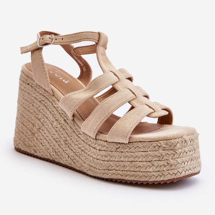 Beige Gnosis wedge sandals with braid 1