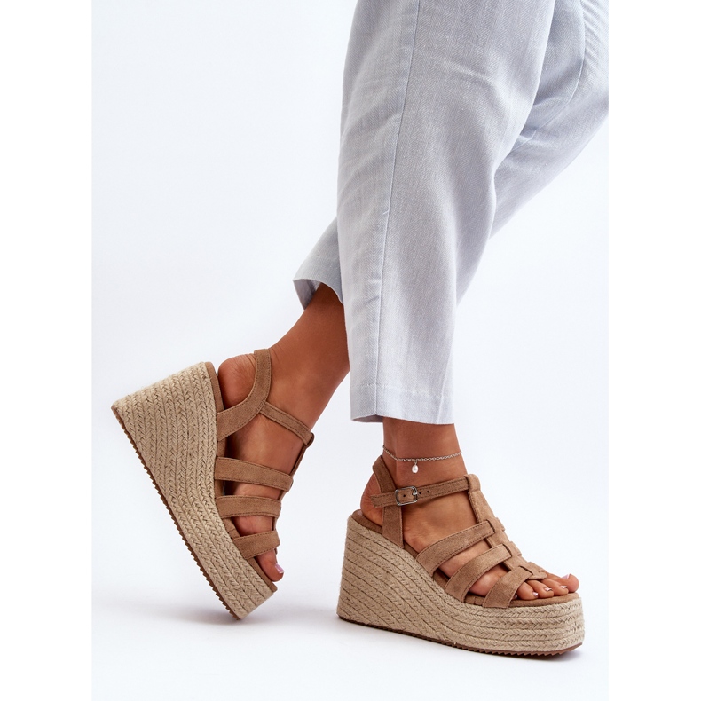 Wedge sandals with braid, Brown Gnosis 1