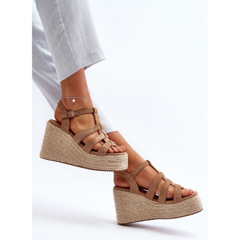 Wedge sandals with braid, Brown Gnosis 2