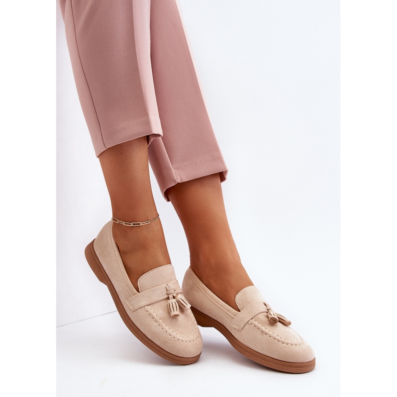 Women's Suede Moccasins Beige Dansitu 2 Women's Suede Moccasins Beige Dansitu 2