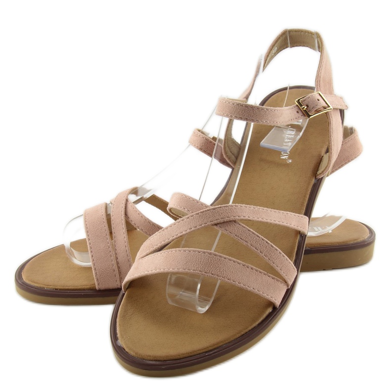 Sandals with delicate stripes S55 pink 2