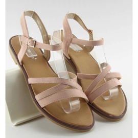 Sandals with delicate stripes S55 pink 1