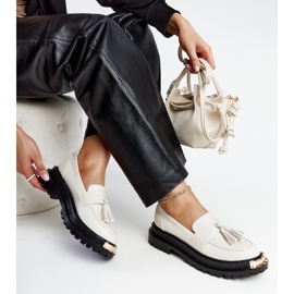 Light beige massive moccasins with gold inserts by Tuga 1