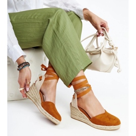 Brown lace-up espadrilles with a Blagica wedge 1